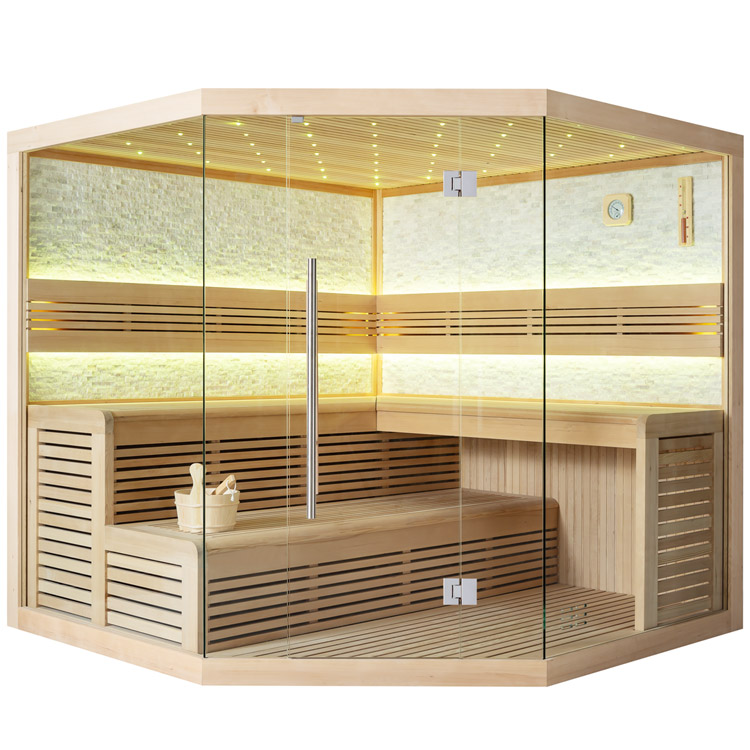 AWT sauna 1101A with white stone, hemlock, 220x220cm