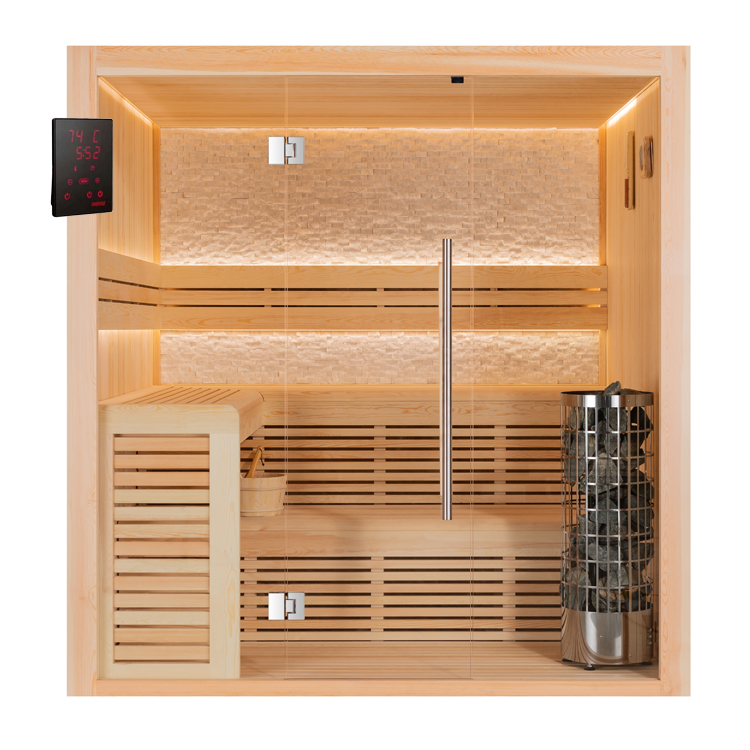 AWT Sauna E1812B pine wood 200x180 9kW Cilindro