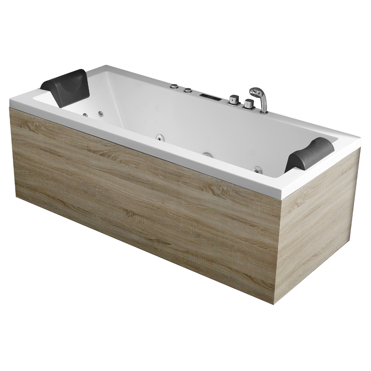 AWT massage bathtub GE108-1E with wood-skirt ,180x80, right vers