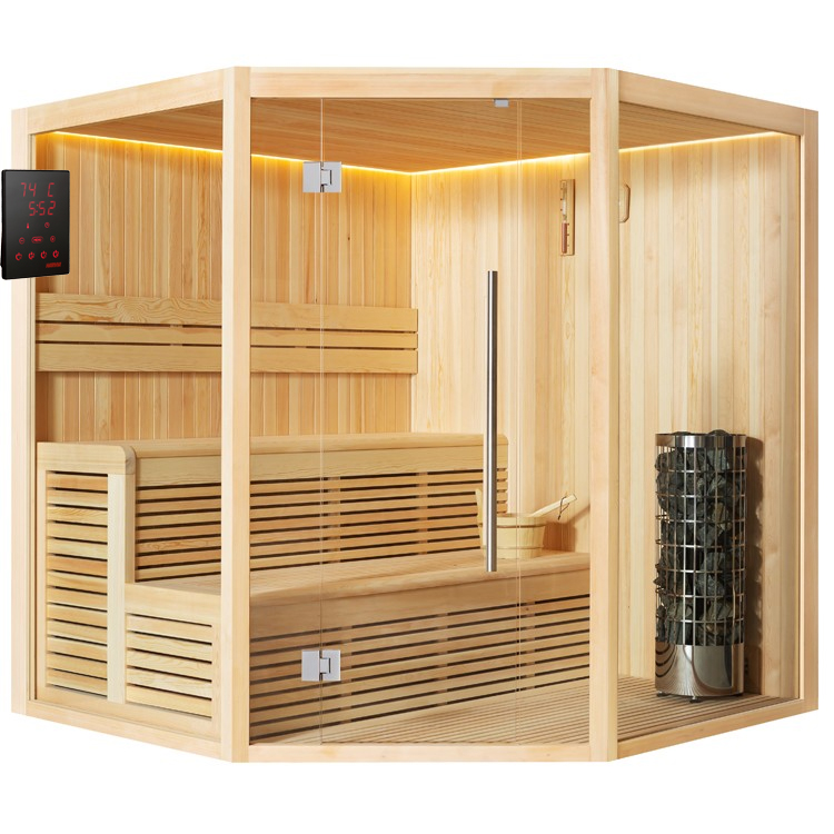AWT Sauna E1801XL pine wood 200x200 9kW Cilindro