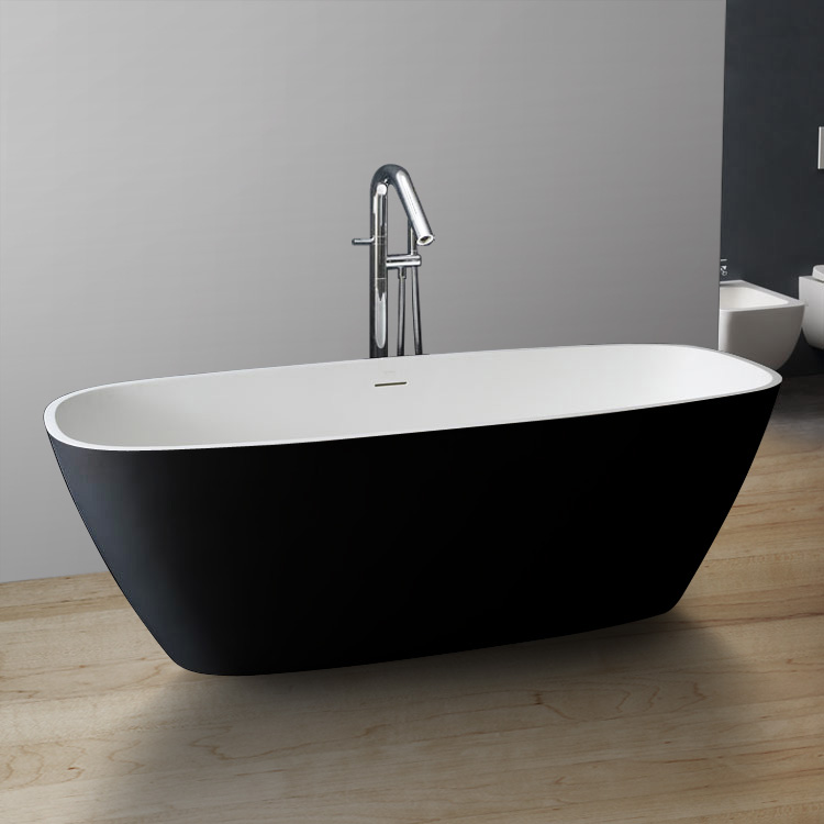 StoneArt bathtub free standing BS-528 , black-white,175x75, matt