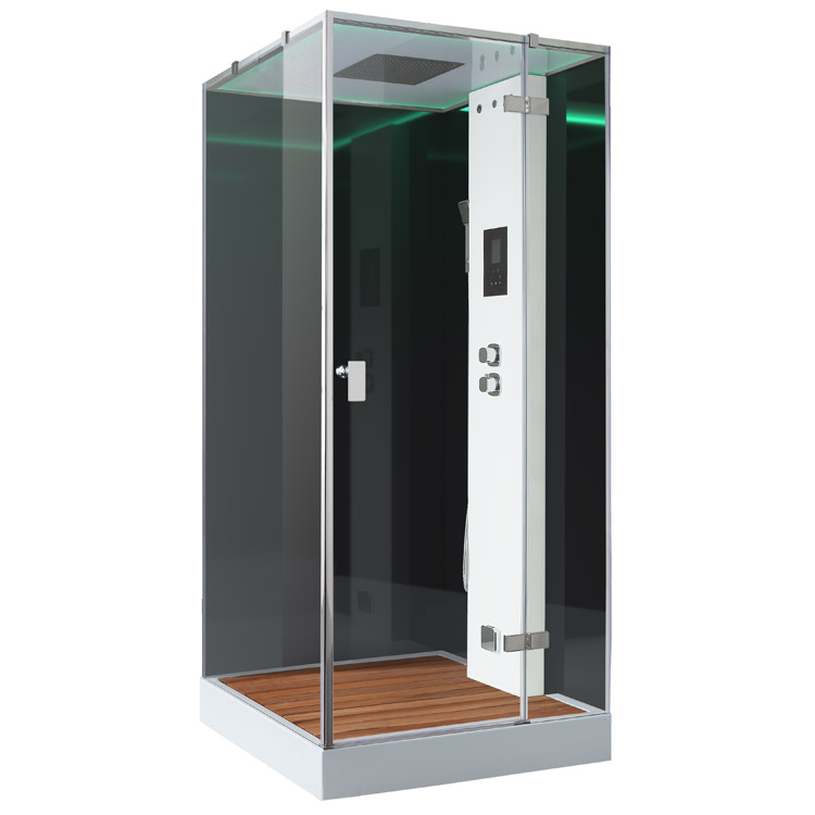 AWT Steam shower LD206F15 with shower tray black 100x100 right