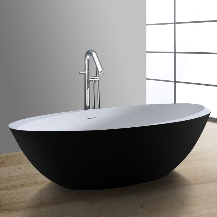 StoneArt bathtub free standing BS-531 , black-white,190x100, matt