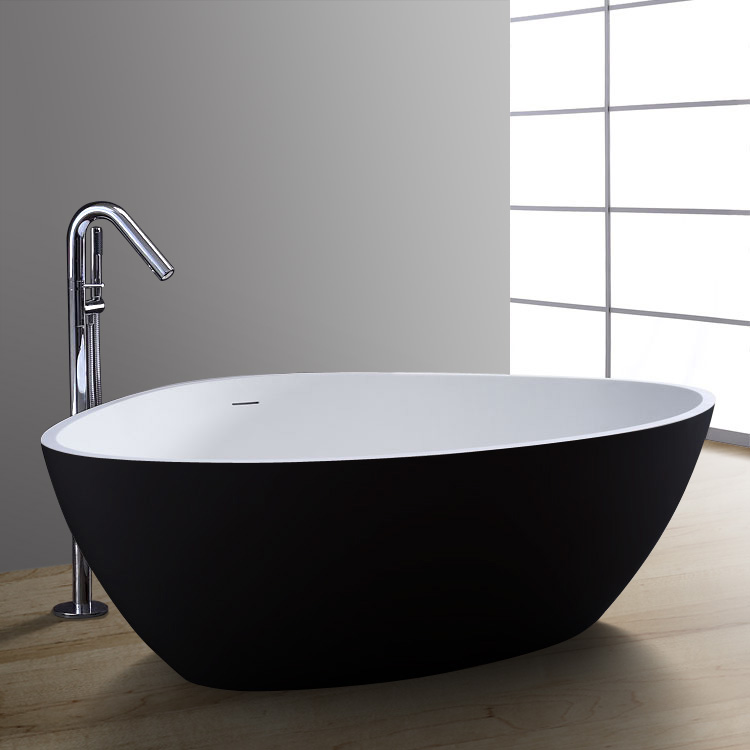 StoneArt bathtub free standing BS-533 , black-white,180x140, matt